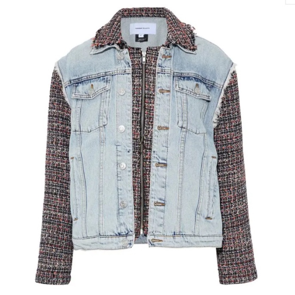 CURRENT ELLIOT The Charmer Layered Denim & Bouclé-Tweed Jacket